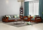 Solid Sheesham Wood 5 Seater Sofa Set Honey Finish