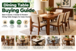 Modern dining table designs featuring 4 seater, 6 seater, marble top, glass top and round dining tables